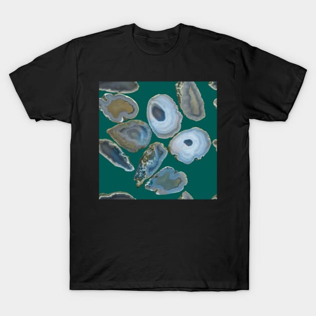 minerals in a cut on a green background T-Shirt by sonaart